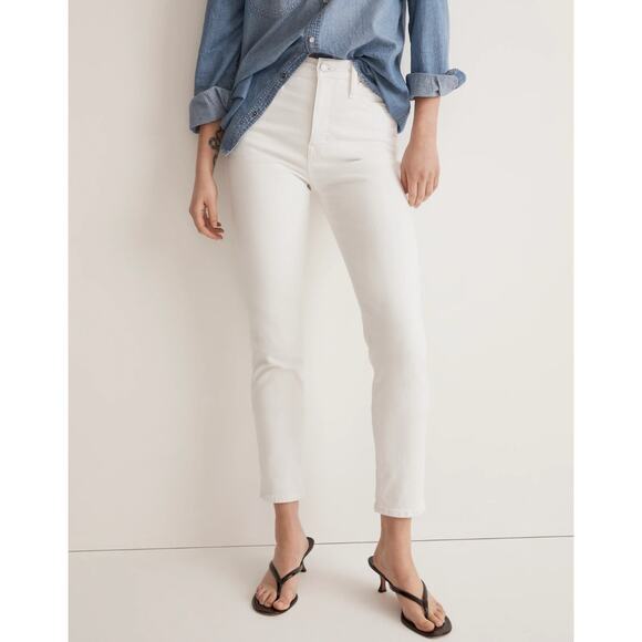 New! Madewell Stovepipe Jeans in pure white, women size 26‎ - Picture 1 of 16